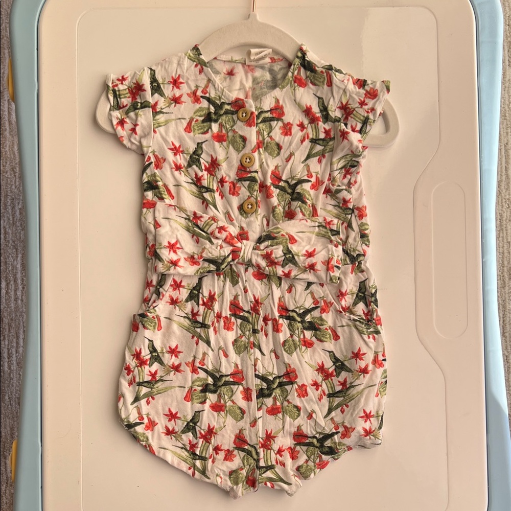 Hummingbird Print Bow-Front Shortie - Kate Quinn Beachwood Modal